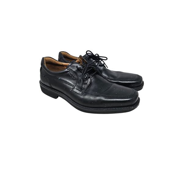 Ecco 44 Seattle Tie Dress Shoes Black Leather Lace UP Loafer Career Professional main image 2